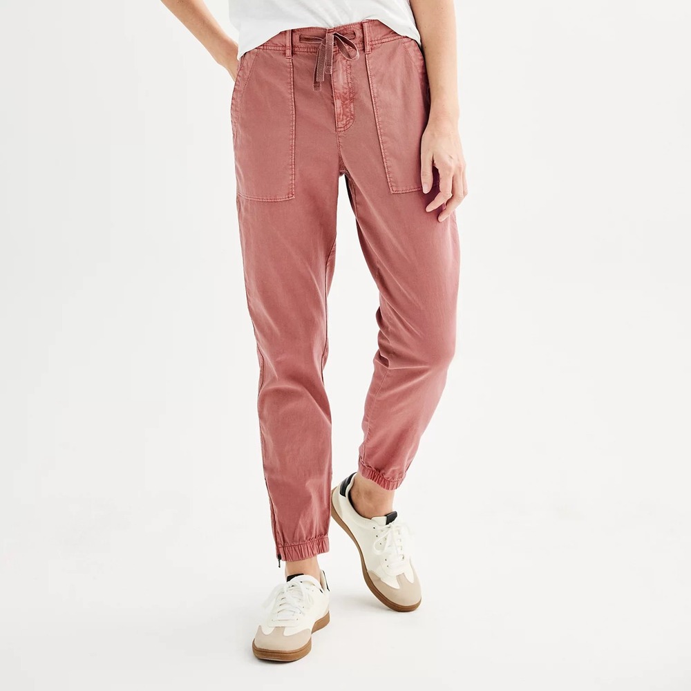 SONOMA Women's Desert Mauve‎ Cargo Jogger Pants Cropped Ankle Zip Size XL